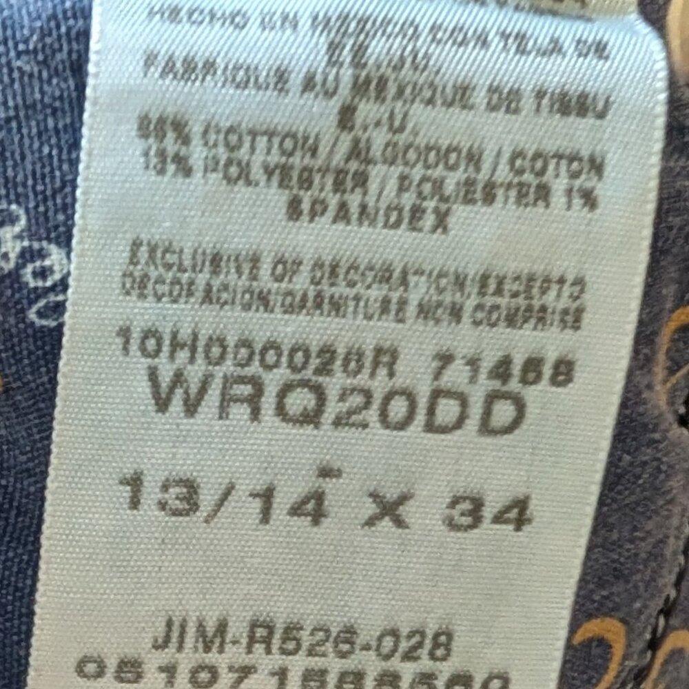 Wrangler Q Baby Womens Size 13/14 X 34 Straight Leg Western Denim Jeans - Picture 4 of 6